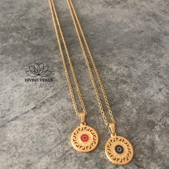 Evil Eye Necklace - Gold Plated Stainless Steel - Picture 2 of 8